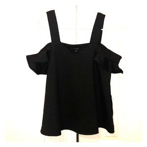 Black Peek a boo Shoulder Blouse
